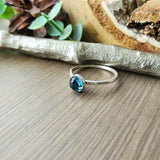 London Blue Topaz Ring, Faceted, 6mm