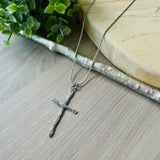 Large Cross Necklace, Rustic Mens Cross