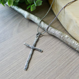 Large Cross Necklace, Rustic Mens Cross