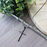 Large Cross Necklace, Rustic Mens Cross