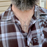 Large Cross Necklace, Rustic Mens Cross