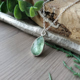 Moss Kyanite Necklace, Mint, Tear Drop