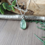 Moss Kyanite Necklace, Mint, Tear Drop