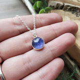 Tanzanite Necklace, Round, Faceted, 10mm
