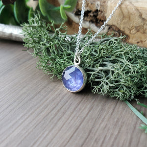 Tanzanite Necklace, Round, Faceted, 10mm