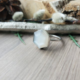 Grey Moonstone Ring, Flat, Hexagon