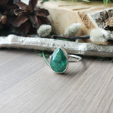 Moss Kyanite Ring, Green, Pear, Faceted