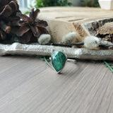 Moss Kyanite Ring, Green, Pear, Faceted