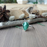 Moss Kyanite Ring, Green, Pear, Faceted