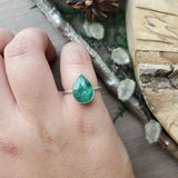 Moss Kyanite Ring, Green, Pear, Faceted