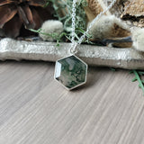 Moss Quartz Necklace, Hexagon, Flat