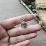 Moss Quartz Necklace, Hexagon, Flat