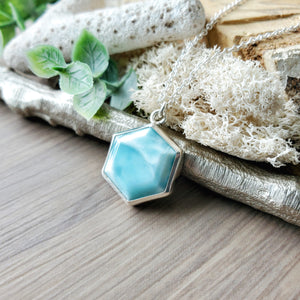 Larimar Necklace, Hexagon