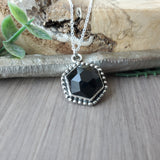 Onyx Necklace, Faceted, Hexagon