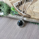 Onyx Necklace, Faceted, Hexagon