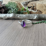 Amethyst Ring, Tear Drop, Faceted