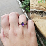 Amethyst Ring, Tear Drop, Faceted