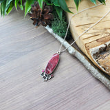 Thulite Necklace, Floral, Pink Tourmaline