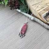 Thulite Necklace, Floral, Pink Tourmaline