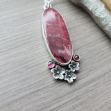 Thulite Necklace, Floral, Pink Tourmaline