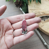 Thulite Necklace, Floral, Pink Tourmaline