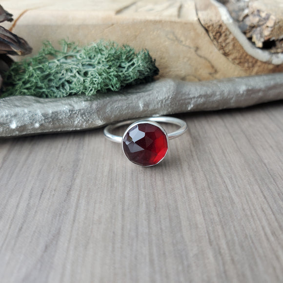 Garnet Ring, Faceted, 10mm, Doublet