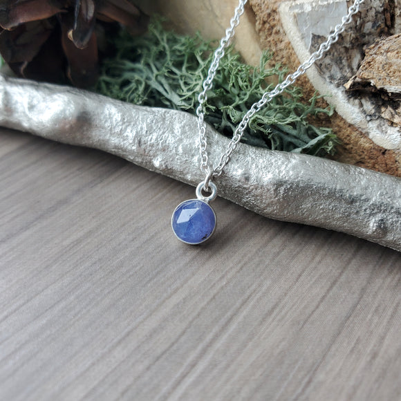 Tanzanite Necklace, Round, Faceted, 6mm