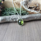 Peridot Necklace, Oval, Faceted