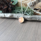 Peach Moonstone Necklace, Facted, Round