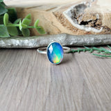 Blue Aura Opal Ring, Oval