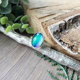 Blue Aura Opal Ring, Oval