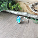 Blue Aura Opal Ring, Oval
