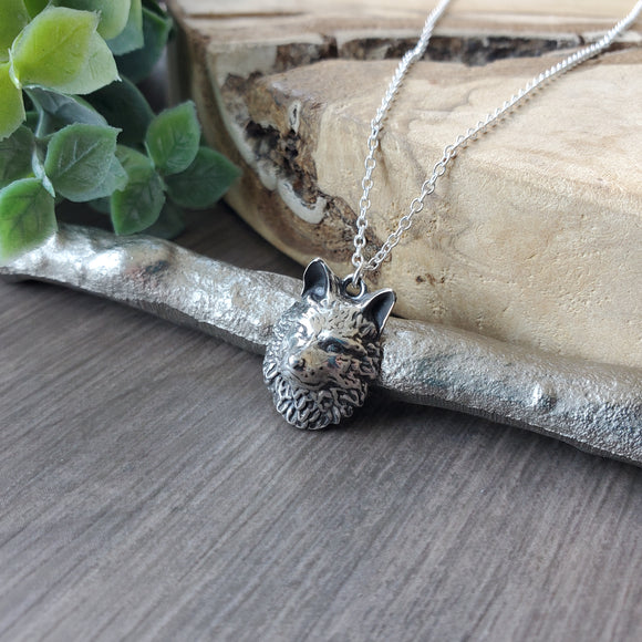 Wolf Head Necklace – Silver Moose Arts - Main Image