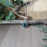 Moss Agate Necklace, Tear Drop