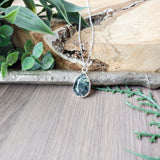 Moss Agate Necklace, Tear Drop