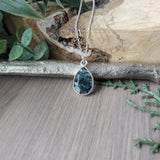 Moss Agate Necklace, Tear Drop