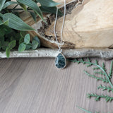 Moss Agate Necklace, Tear Drop