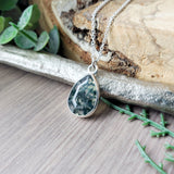 Moss Agate Necklace, Tear Drop