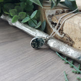 Moss Agate Necklace, Tear Drop