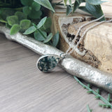 Moss Agate Necklace, Tear Drop