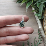 Moss Agate Necklace, Tear Drop