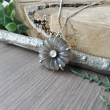 Grey Moonstone Flower Necklace