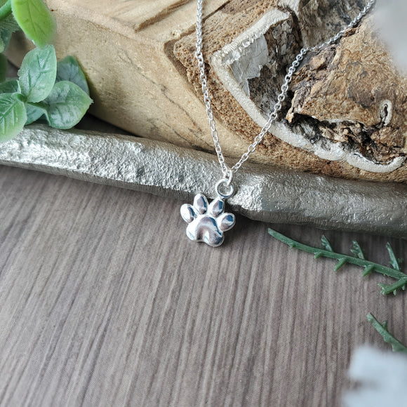 Paw Print Necklace, Silver