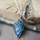 Anatomical Heart Necklace, Labradorite, Floral,