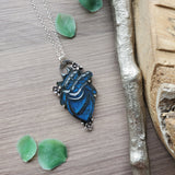 Anatomical Heart Necklace, Labradorite, Floral,