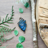 Anatomical Heart Necklace, Labradorite, Floral,