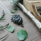 Anatomical Heart Necklace, Labradorite, Floral,