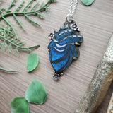 Anatomical Heart Necklace, Labradorite, Floral,