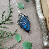 Anatomical Heart Necklace, Labradorite, Floral,