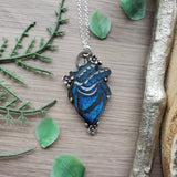 Anatomical Heart Necklace, Labradorite, Floral,